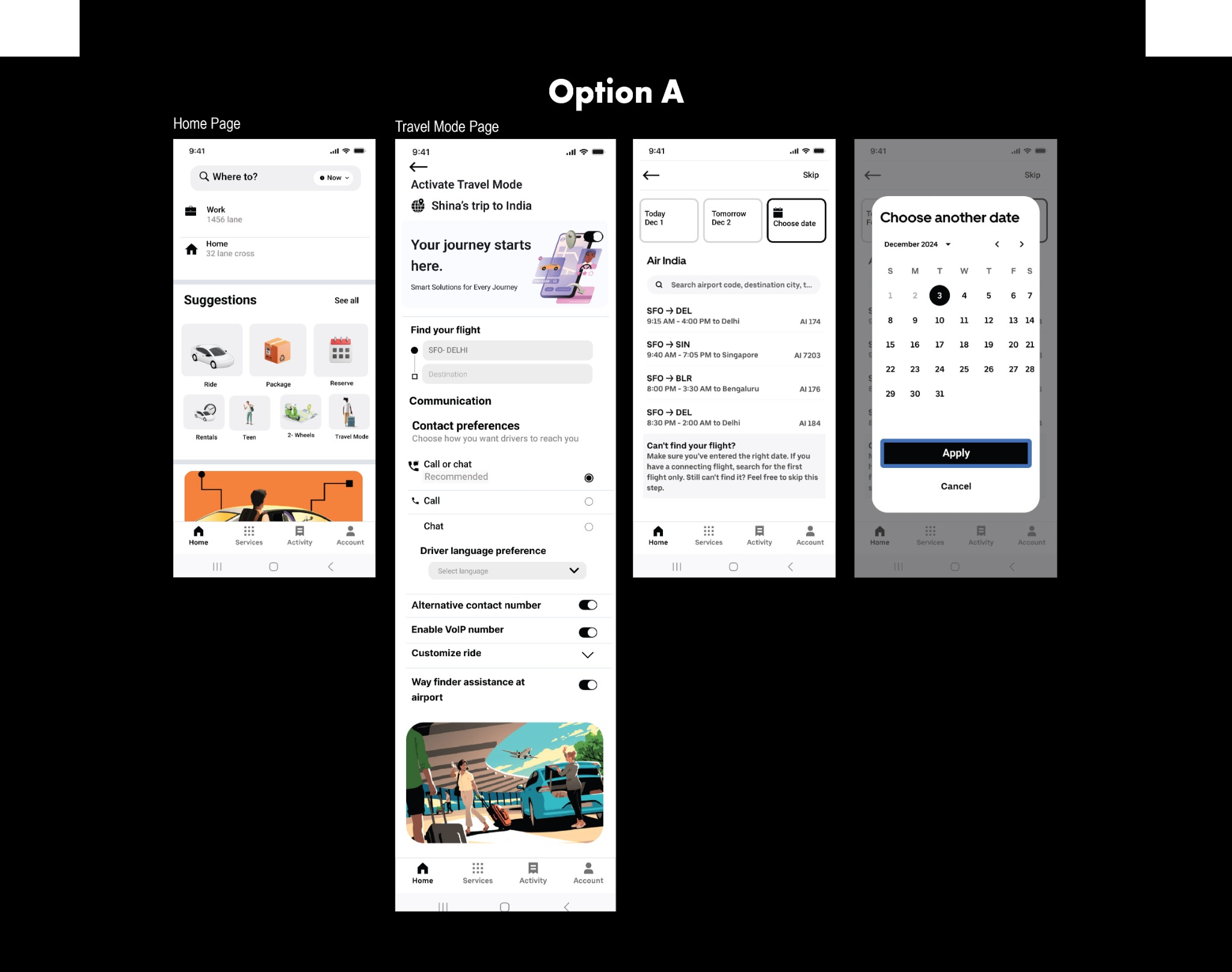 Option A multi-step wizard flow